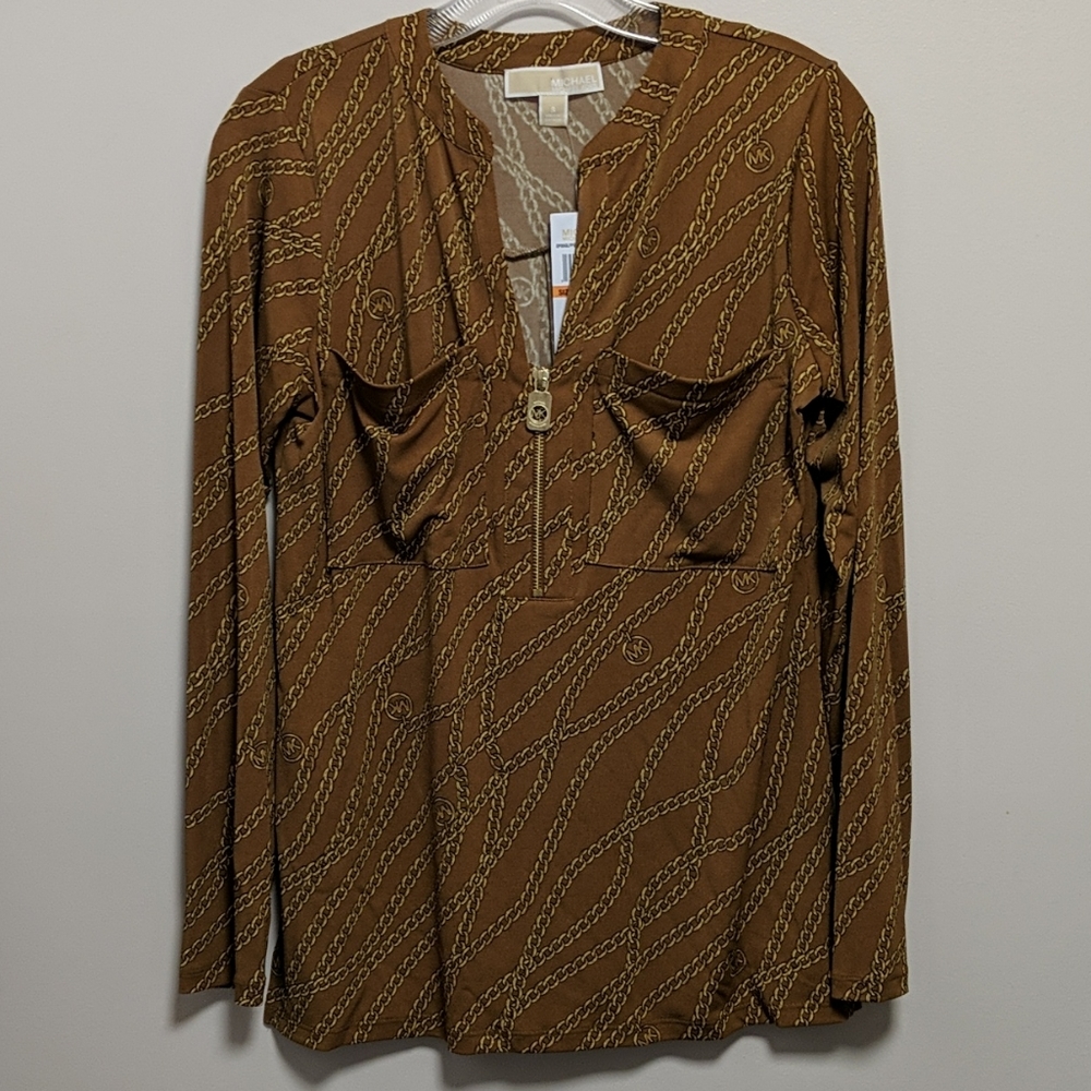 Michael Kors , Brown And Gold blouse. Size Small